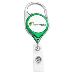 CARABINER BADGE REEL W/ BELT CLIP